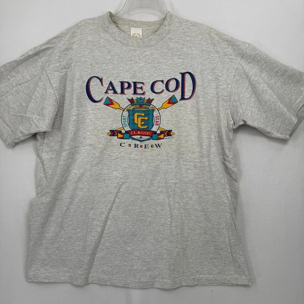 BAC Cape Cod T-Shirt Mens XL Gray Vintage 90s Sport Gear‎ Crew Made in USA